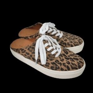 Lucky Brand Talani Beige/Leopard Print Mule Platform Sneakers size 8.5 M